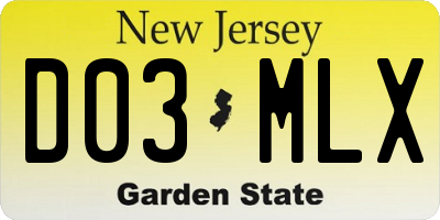 NJ license plate D03MLX