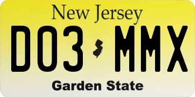 NJ license plate D03MMX