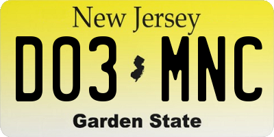NJ license plate D03MNC