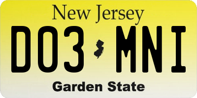 NJ license plate D03MNI