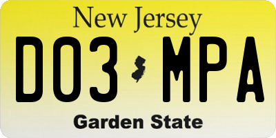 NJ license plate D03MPA