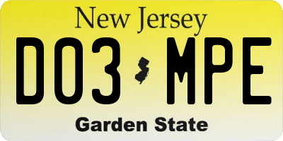 NJ license plate D03MPE