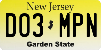 NJ license plate D03MPN