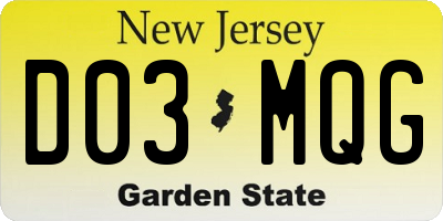NJ license plate D03MQG