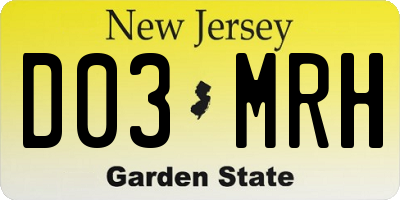 NJ license plate D03MRH