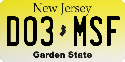 NJ license plate D03MSF