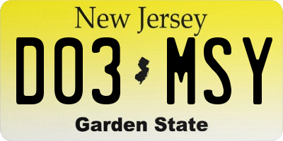 NJ license plate D03MSY