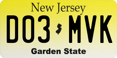 NJ license plate D03MVK