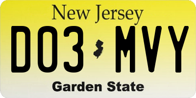 NJ license plate D03MVY