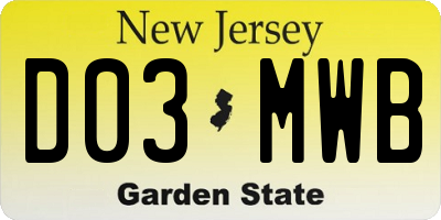 NJ license plate D03MWB