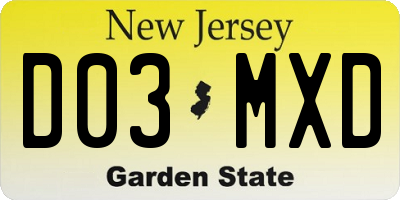 NJ license plate D03MXD
