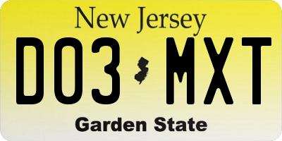 NJ license plate D03MXT