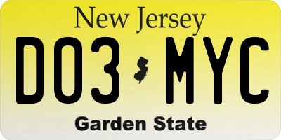 NJ license plate D03MYC