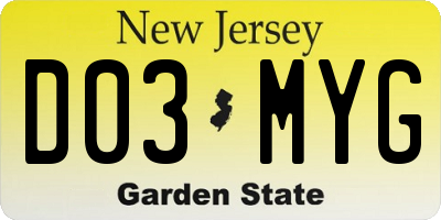 NJ license plate D03MYG