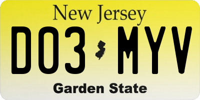 NJ license plate D03MYV