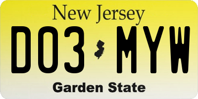 NJ license plate D03MYW