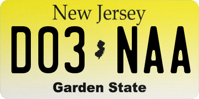 NJ license plate D03NAA