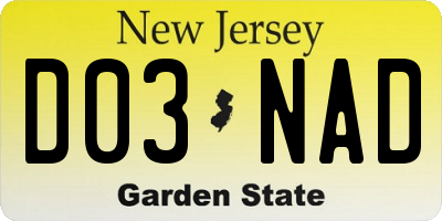 NJ license plate D03NAD