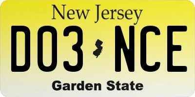 NJ license plate D03NCE