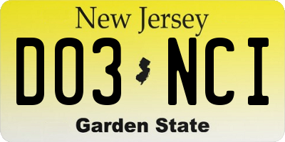 NJ license plate D03NCI