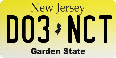 NJ license plate D03NCT