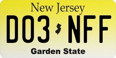 NJ license plate D03NFF