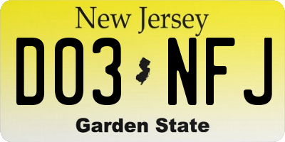 NJ license plate D03NFJ