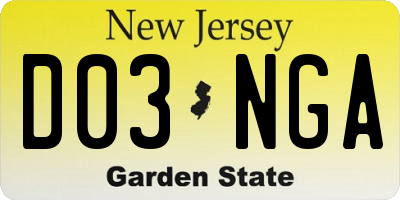 NJ license plate D03NGA