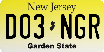 NJ license plate D03NGR