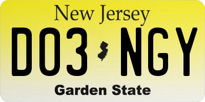 NJ license plate D03NGY