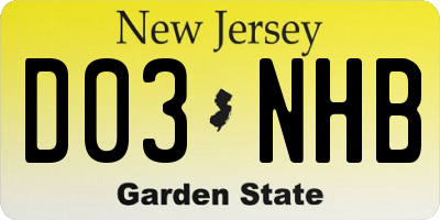 NJ license plate D03NHB