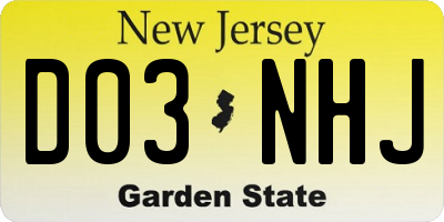 NJ license plate D03NHJ