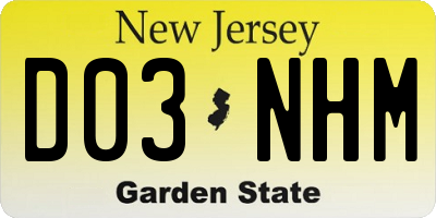 NJ license plate D03NHM