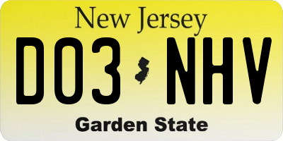 NJ license plate D03NHV