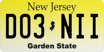NJ license plate D03NII