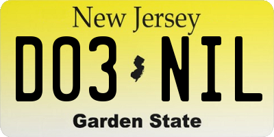 NJ license plate D03NIL