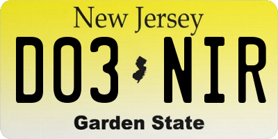 NJ license plate D03NIR