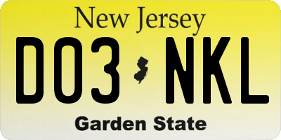NJ license plate D03NKL