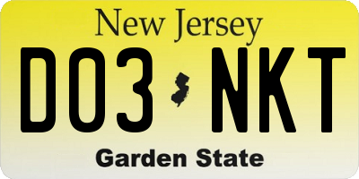 NJ license plate D03NKT