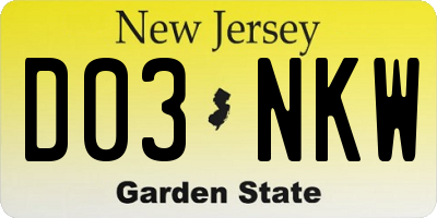 NJ license plate D03NKW