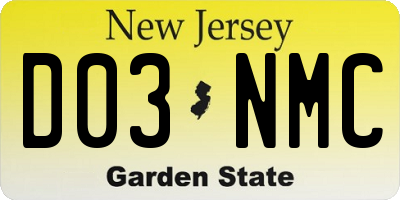 NJ license plate D03NMC