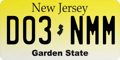 NJ license plate D03NMM