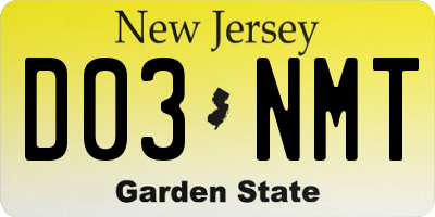 NJ license plate D03NMT