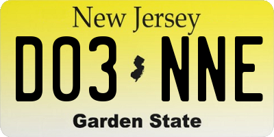 NJ license plate D03NNE