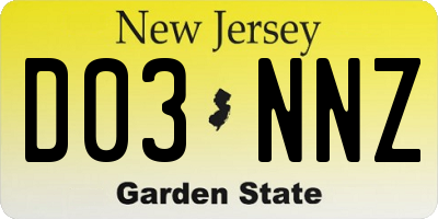 NJ license plate D03NNZ