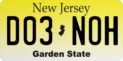 NJ license plate D03NOH