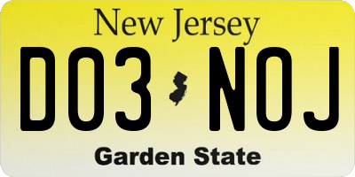 NJ license plate D03NOJ