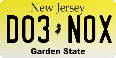 NJ license plate D03NOX