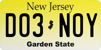 NJ license plate D03NOY