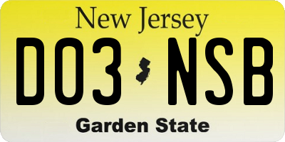 NJ license plate D03NSB
